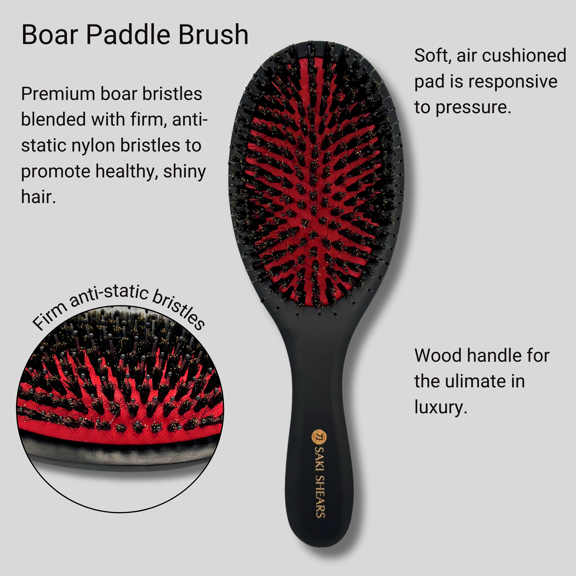 Premium Nylon & Boar Bristle Brush for All Hair Types