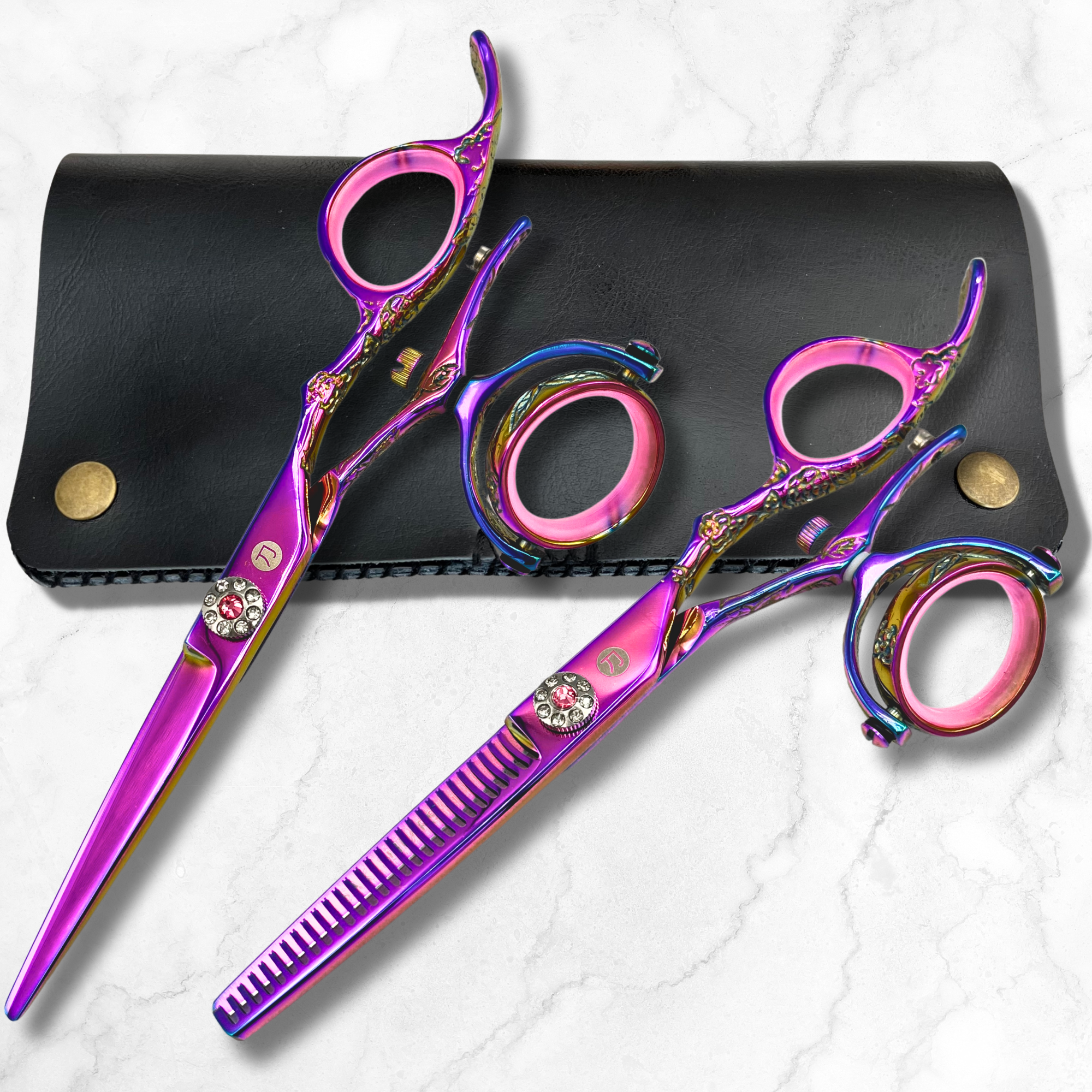 Swivel Kohana Pink Hair Shears Set (Hair Cutting and Thinning Shears)