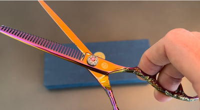 Pink hair thinning scissors 440c for professionals